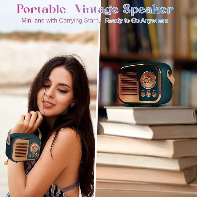 Alt view image 6 of 7 - Retro Bluetooth Speaker, Vintage Wireless Speaker,Portable Mini Radio Old Fashion Style for Room Decor Kitchen Desk Bedroom Office,Supports TWS Pairing for iPhone,Android Devices