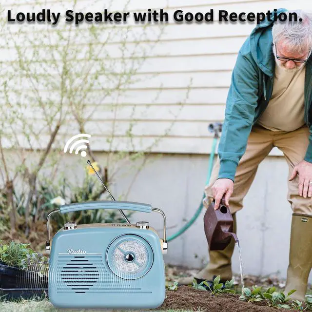 Alt view image 5 of 7 - Portable AM FM Shortwave Vintage Radio Multifunctional Bluetooth Speaker 4 Power Options 5W Speaker TWS Stereo Plug-in Wall/Type-C Charging Emergency Radio for Home Outdoor Camping (Blue)