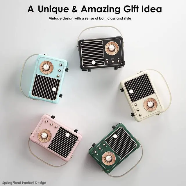 Alt view image 7 of 7 - Retro Bluetooth Speaker, Vintage Decor, Small Portable Wireless Speaker,Hands-Free Call,400mA Battery,TF Card,Aux Line, for iOS Android Smartphone Home Office, Gift Ideas Black