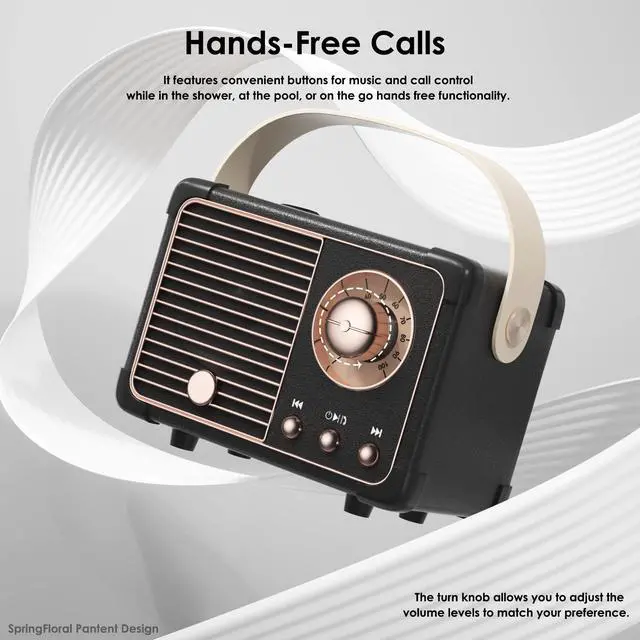Alt view image 5 of 7 - Retro Bluetooth Speaker, Vintage Decor, Small Portable Wireless Speaker,Hands-Free Call,400mA Battery,TF Card,Aux Line, for iOS Android Smartphone Home Office, Gift Ideas Black