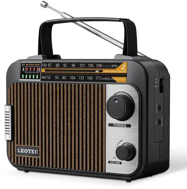 Main image of AM FM Radio with Bluetooth,Portable Vintage Transistor Radio Rechargeable Battery/4 AA Cell Battery Operated/Plug in Wall,AUX,Big Speaker,Headphone Small Gifts for Senior