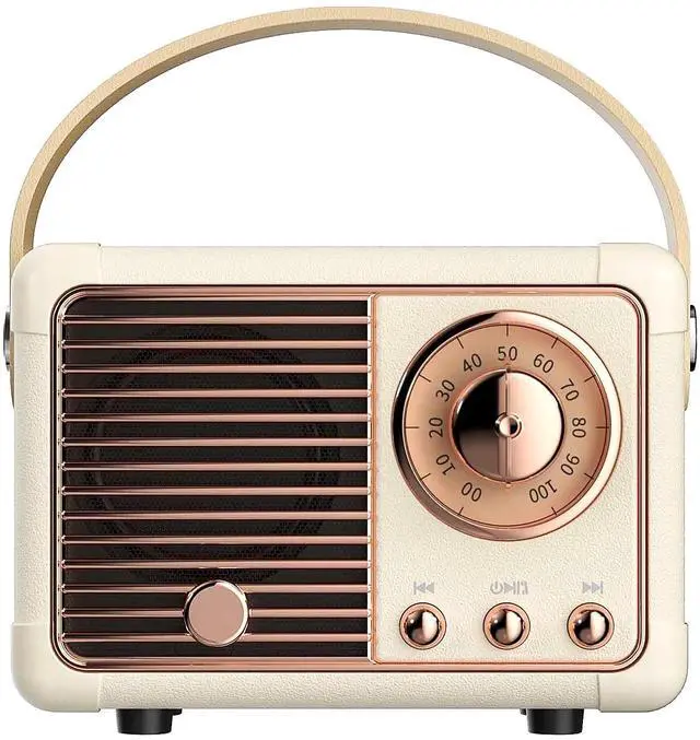 Main image of Retro Bluetooth Speaker, Vintage Decor, Wireless Portable Mini Bluetooth Speaker, Small Cute Old Fashion Style for Kitchen Desk Bedroom Home Office Party Outdoor Gift (White)