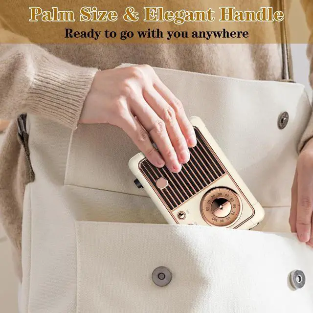 Alt view image 6 of 6 - Retro Bluetooth Speaker, Vintage Decor, Wireless Portable Mini Bluetooth Speaker, Small Cute Old Fashion Style for Kitchen Desk Bedroom Home Office Party Outdoor Gift (White)