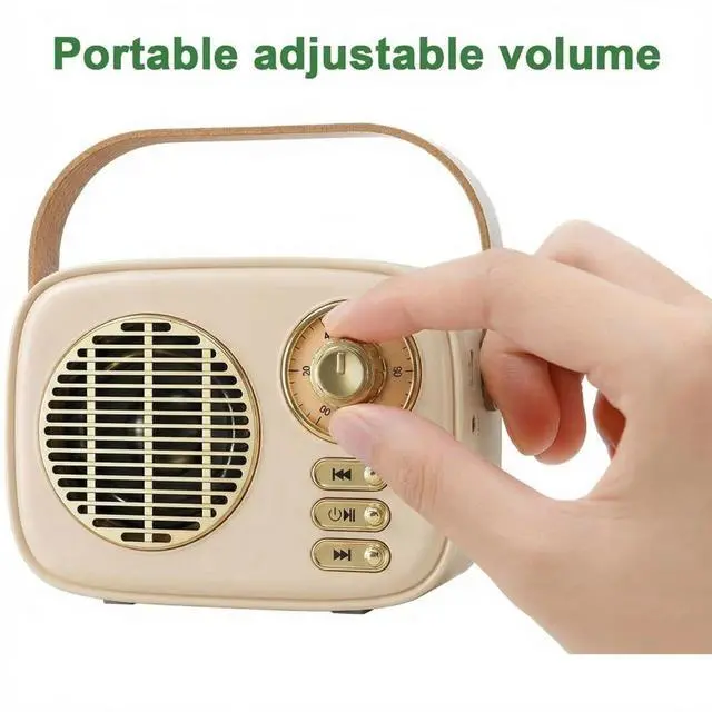 Alt view image 6 of 7 - Retro Bluetooth Speaker, Vintage Decor, Gifts for Women Men Teen Girls,Portable Wireless Bluetooth Speaker, Cute Aesthetic Style for Office Kitchen Desk Bedroom Outdoor Support USB/TF Card/AUX (Beige)