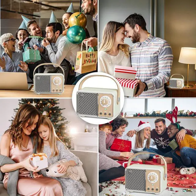 Alt view image 2 of 7 - Retro Bluetooth Speaker, Vintage Decor, Portable Small Wireless Radio Bluetooth Speaker, Cute Aesthetic Style for Office Kitchen Desk Bedroom Outdoor Support TF Card/AUX (Lime)