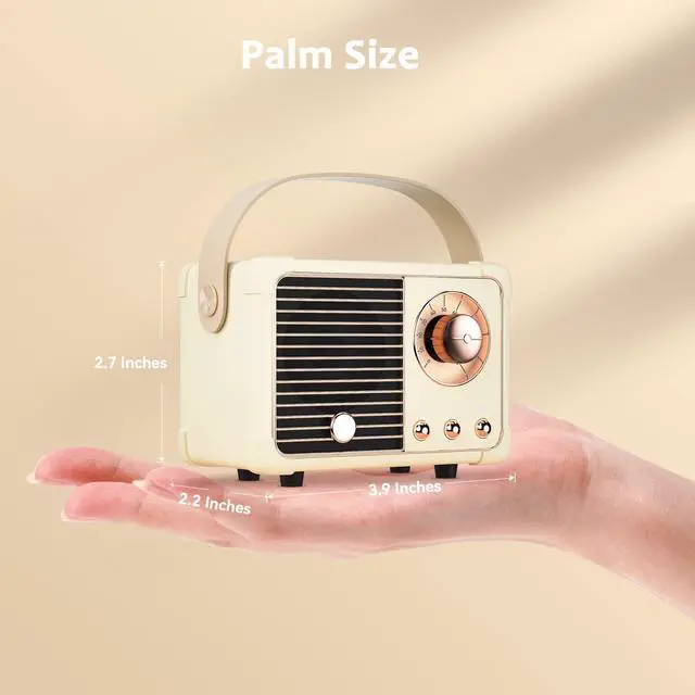 Alt view image 2 of 7 - Retro Bluetooth Speaker, Mini Bluetooth Speaker Wireless with Stereo Sound,Hands-Free Call,400mA Battery,TF Card, Aux Line, for iOS Android Smartphone Home Office, Birthday Gifts White