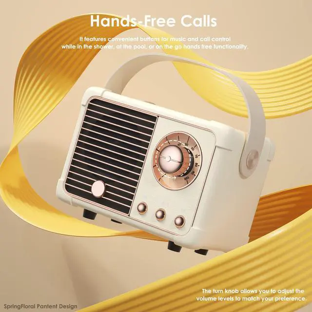 Alt view image 5 of 7 - Retro Bluetooth Speaker, Mini Bluetooth Speaker Wireless with Stereo Sound,Hands-Free Call,400mA Battery,TF Card, Aux Line, for iOS Android Smartphone Home Office, Birthday Gifts White