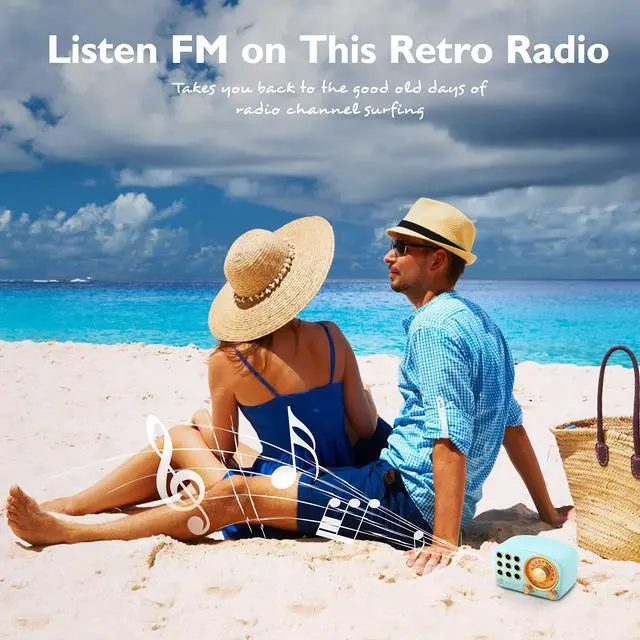Alt view image 5 of 7 - Retro Bluetooth Speaker, Vintage Radio-FM Radio with Old Fashioned Classic Style, Strong Bass Enhancement, Loud Volume, Bluetooth 5.0 Wireless Connection, TF Card and MP3 Player (Blue)