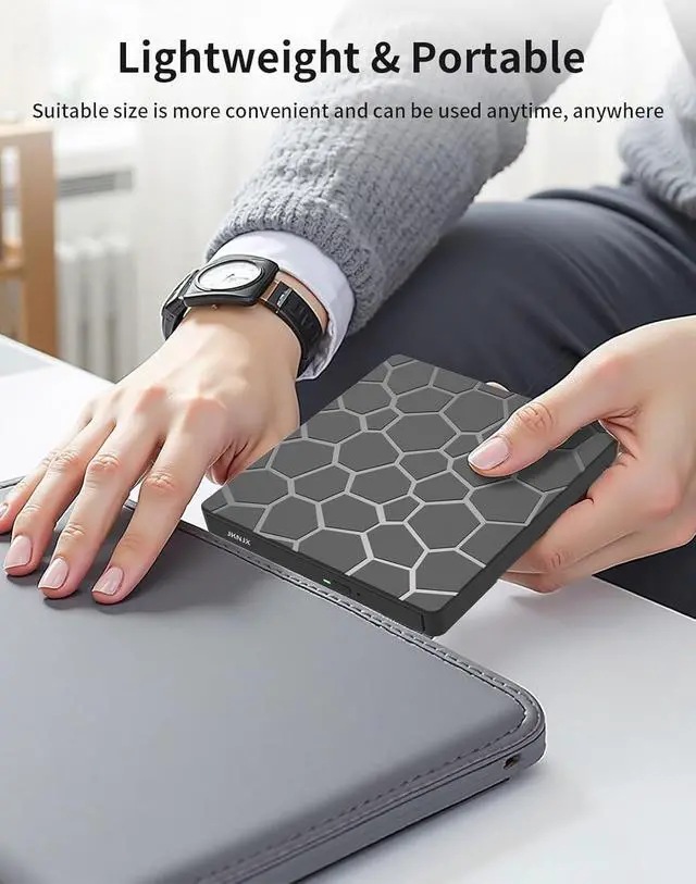 Alt view image 7 of 7 - External CD DVD Drive,8 in 1 USB 3.0 and Type-C CD Burner Player Writer with 4 USB Ports and 1 TF/SD Card Slots,Ultra Slim Optical Disk Driver for Laptop Mac PC Windows Linux OS