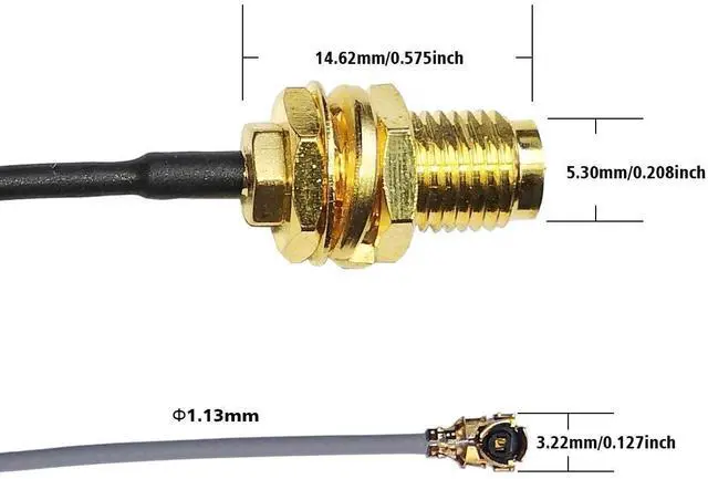 Alt view image 5 of 7 - WiFi 6E Antenna Tri-Band 6GHz 5GHz 2.4GHz RP-SMA Male + 10in U.FL to RPSMA Female Extension Cable for Mini PCIe Slot WiFi Cards 2 Pcs