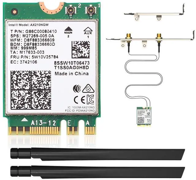 Alt view image 6 of 6 - AX210NGW WiFi Card Wi-Fi 6E Network Card 6G/ 5G/ 2.4GHz, M.2/NGFF 2230 Bluetooth 5.3 Tri-Band AX5400M, Supports Windows 11/10 (64-Bit), Includes Ipex Cable, 5dBi Antennas and Low-Profile Brackets