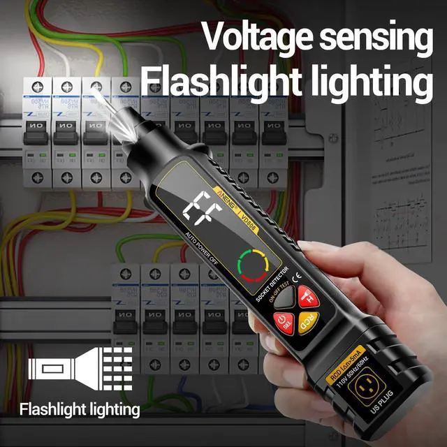 Alt view image 5 of 7 - Non Contact Voltage Tester Outlet Receptacle Detector Dual Range AC 2-440V,50Hz-60Hz Live/Neutral Wire Tester with LCD Display,Breakpoint Finder,Light Fuse Checker,Circuit Polarity Wall Plug Tool