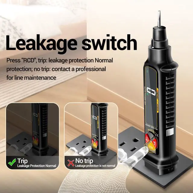 Alt view image 4 of 7 - Non Contact Voltage Tester Outlet Receptacle Detector Dual Range AC 2-440V,50Hz-60Hz Live/Neutral Wire Tester with LCD Display,Breakpoint Finder,Light Fuse Checker,Circuit Polarity Wall Plug Tool