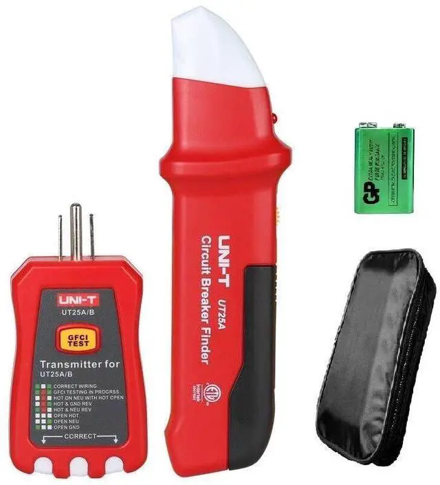Main image of UNI-T UT25A Digital AC Circuit Breaker Finder and Tracker Kit with Electrical Integrated GFCI Outlet Socket Tester, Working on AC 90-120V, Adjustable Sensitivity Buzzer Indication, Flashing LEDs