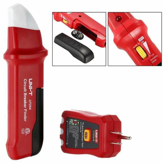 Alt view image 5 of 7 - UNI-T UT25A Digital AC Circuit Breaker Finder and Tracker Kit with Electrical Integrated GFCI Outlet Socket Tester, Working on AC 90-120V, Adjustable Sensitivity Buzzer Indication, Flashing LEDs