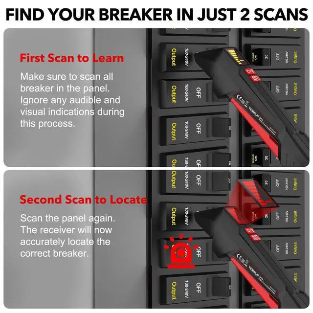 Alt view image 2 of 7 - Circuit Breaker Finder with LCD Display, GFCI Outlet Tester, 90-135V AC Electrical Circuit Tracer Tool with NCV Test & Flashlight, Includes Carrying Case, Adapter, Alligator Clips