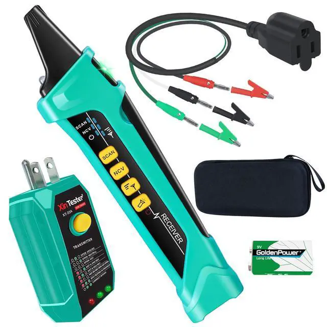 Main image of AC Digital Circuit Breaker Tracer with Adaptor Integrated GFCI Outlet Tester, 90-120V NCV Electrical Circuit Finder Tool XT-33A Auto Scan Sensitivity Adjustable Electrician Tool