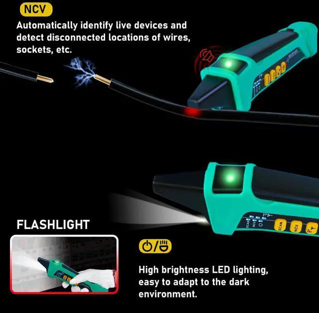 Alt view image 5 of 7 - AC Digital Circuit Breaker Tracer with Adaptor Integrated GFCI Outlet Tester, 90-120V NCV Electrical Circuit Finder Tool XT-33A Auto Scan Sensitivity Adjustable Electrician Tool
