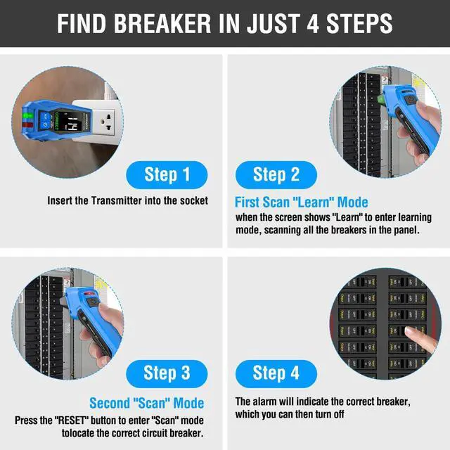 Alt view image 3 of 7 - Circuit Breaker Finder, Digital Breaker Finder with GFCI Outlet Tester, AC 90-135V Electrical Circuit Tracer with Buzzer Alarm & Color LCD Display, Includes Batteries & Carrying Case