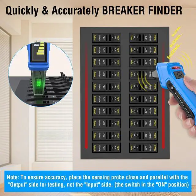 Alt view image 4 of 7 - Circuit Breaker Finder, Digital Breaker Finder with GFCI Outlet Tester, AC 90-135V Electrical Circuit Tracer with Buzzer Alarm & Color LCD Display, Includes Batteries & Carrying Case
