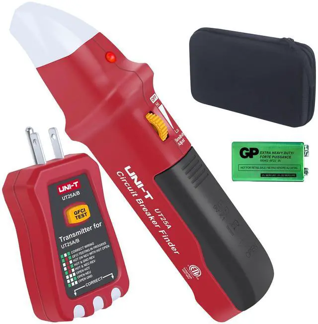 Main image of AC Circuit Breaker Finder and Tracer Tool Kit with Electrical Integrated GFCI Outlet Tester, AC 90-120V USA Plug + Adjustable Sensitivity Beeper Indicattion+ Flashing LED Light - UT25A
