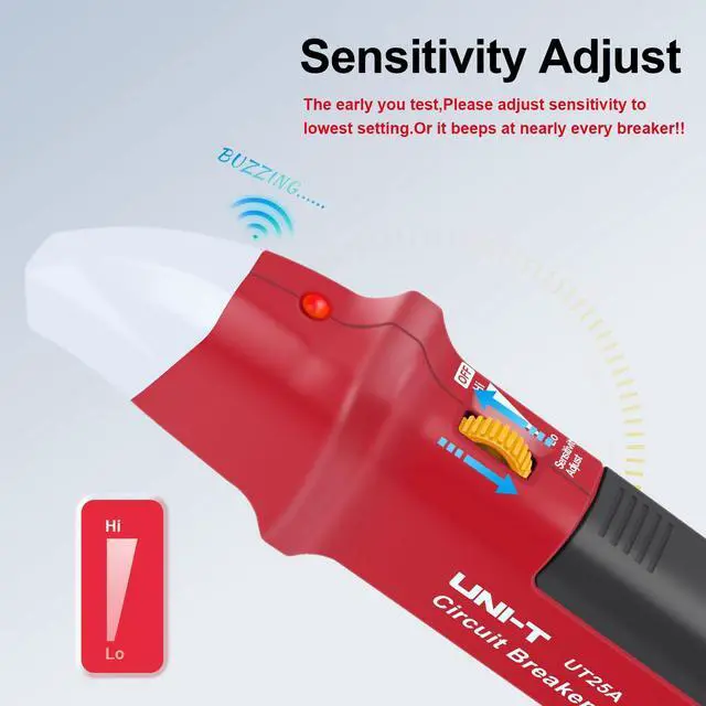Alt view image 3 of 7 - AC Circuit Breaker Finder and Tracer Tool Kit with Electrical Integrated GFCI Outlet Tester, AC 90-120V USA Plug + Adjustable Sensitivity Beeper Indicattion+ Flashing LED Light - UT25A
