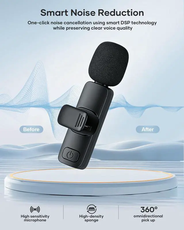 Alt view image 6 of 7 - 2 Pack Wireless Lavalier Microphone for iPhone iPad and Android Phone, Lapel Mic Plug and Play Wireless Mic Noise Reduction Mini Microphone for Video Recording Interview Podcast Vlog YouTube Tiktok