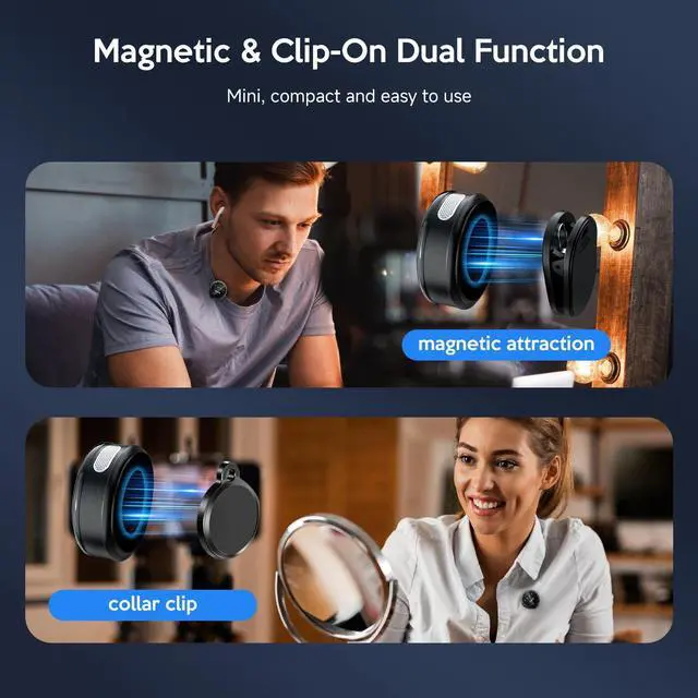 Alt view image 2 of 7 - Wireless Lavalier Microphone for iPhone, with AI Noise Reduction Plug-and-Play Clip-on Mic for iPhone/iPad/Android, Long Battery Life Mini Portable for Vlogging, Live Streaming, Interviews