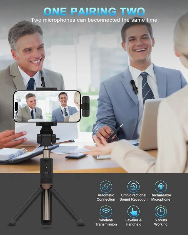 Alt view image 3 of 7 - Wireless Lavalier Microphone Usb C, Lapel Bluetooth Mic for Apple iPhone 17e 17 16e/15 Pro Max, Lavalier Microfono Inalambrico Para Android Phone Collar Clip On Mic Mini Lav for Vedio Youtube iPhone
