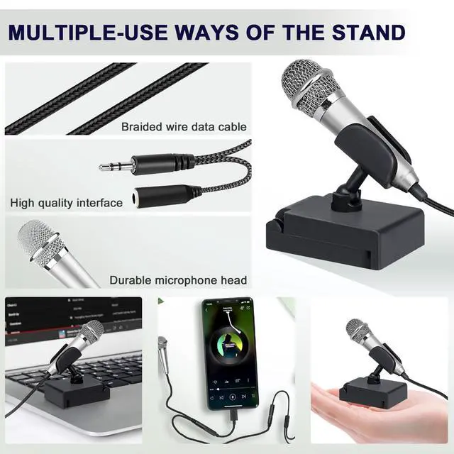 Alt view image 3 of 7 - USB C Mini Microphone Karaoke, Portable ASMR Microphone for Android Phone/iPhone 15/Laptop/Mac, Wired Mic for Voice Recording, Singing, Interviews, Vlogs, YouTube, TIK Tok (Silver)
