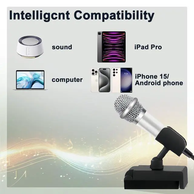 Alt view image 7 of 7 - USB C Mini Microphone Karaoke, Portable ASMR Microphone for Android Phone/iPhone 15/Laptop/Mac, Wired Mic for Voice Recording, Singing, Interviews, Vlogs, YouTube, TIK Tok (Silver)