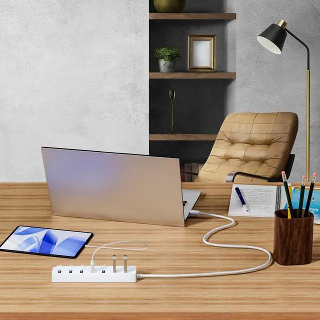 Alt view image 7 of 7 - USB Hub 3.0, 7-Port USB Hub Splitter with Individual On/Off Switches and Lights, 3.2ft/1m Long Cable Compatible with MacBook, Laptop, Surface Pro, PS4, PC, Flash Drive, Mobile HDD-White