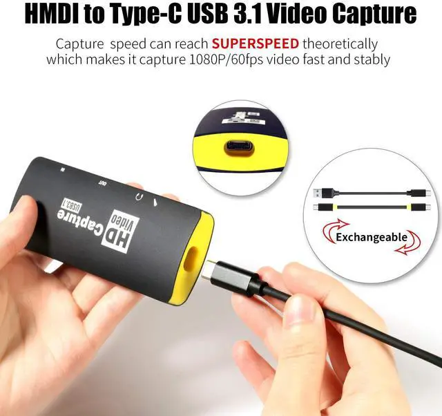 Alt view image 6 of 7 - Game Capture Card,USB3.1 Type C HDMI Capture Card,1080P 60FPS HD Audio Video Capture Device CamLink for PS4 Switch OBS Youtube Live Streaming and Recording,Compatible With Windows Mac OS Linux