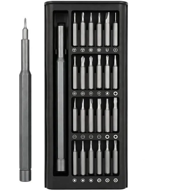 Main image of 25-In-1 Precision Screwdriver for Men Macbook,PC,Laptop,iPhone,PS5,Xbox,Switch CRV Steel Little Space,Easy Carry,Anti-Slip Handle,Gift for Men Magnetic Torx Triwing Bits for Electronics -Silver
