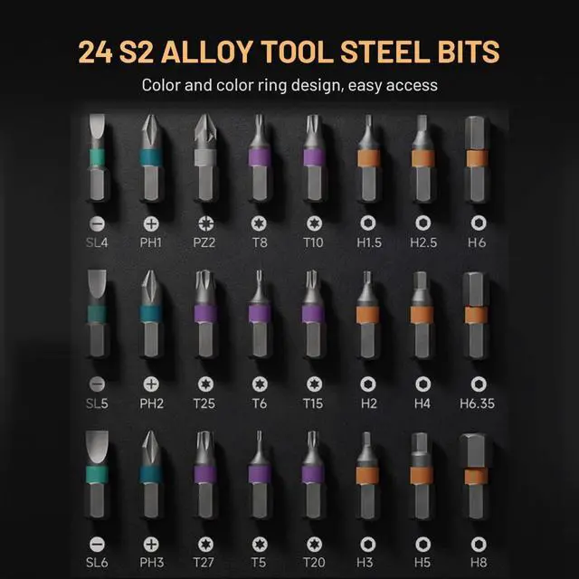 Alt view image 6 of 7 - 24 in 1 magnetic ratchet screwdriver set, Mini Bit Driver Kit with Reversible T-Handle, 40-Tooth Magnetic Multi-Bit Tool for Tight Spaces, Furniture Assembly, Bike Repair & EDC, with Case