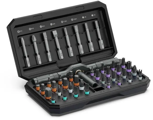 Main image of Precision Screwdriver Set, 42 in 1 Ratchet Screwdriver Bit Set, Magnetic Mini Screwdriver Set with Case, Multi Screw Driver Bit Set Repair Tool Kit for Glasses - Black
