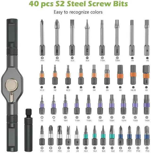 Alt view image 2 of 7 - Precision Screwdriver Set, 42 in 1 Ratchet Screwdriver Bit Set, Magnetic Mini Screwdriver Set with Case, Multi Screw Driver Bit Set Repair Tool Kit for Glasses - Black
