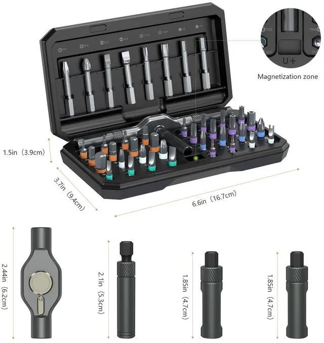 Alt view image 7 of 7 - Precision Screwdriver Set, 42 in 1 Ratchet Screwdriver Bit Set, Magnetic Mini Screwdriver Set with Case, Multi Screw Driver Bit Set Repair Tool Kit for Glasses - Black
