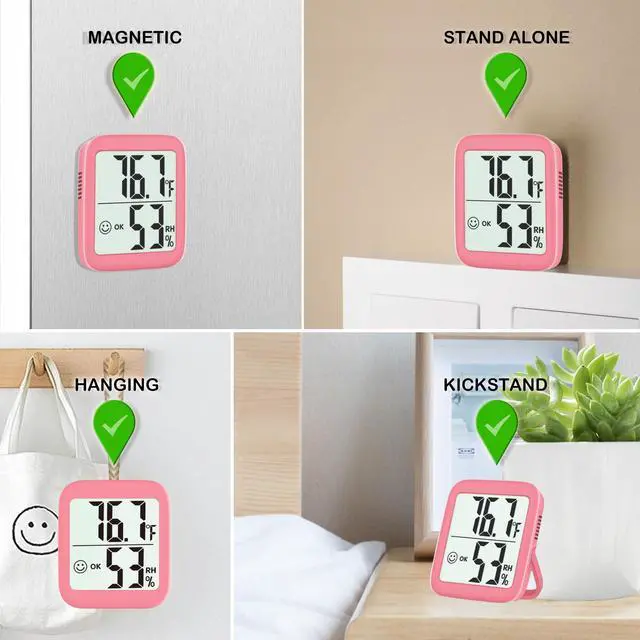 Alt view image 4 of 7 - 2 Pack Room Thermometer for Home, Hygrometer Indoor Humidity Meter Gauge, Digital Temperature and Humidity Monitor Sensor for House, Terrarium, Incubator, Greenhouse - Battery Included