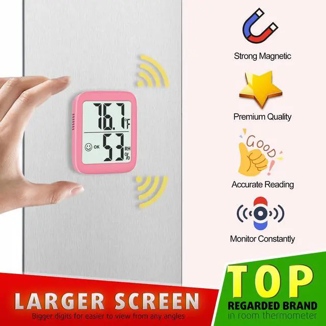 Alt view image 3 of 7 - 2 Pack Room Thermometer for Home, Hygrometer Indoor Humidity Meter Gauge, Digital Temperature and Humidity Monitor Sensor for House, Terrarium, Incubator, Greenhouse - Battery Included