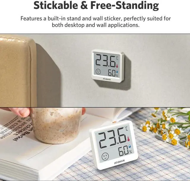 Alt view image 4 of 7 - Mini Digital Hygrometer Indoor Thermometer with Temperature and Humidity Monitor for Bedroom, Reptile Tank, Guitar Case, Greenhouse and Cellar Closet, Fahrenheit or Degree Celsius