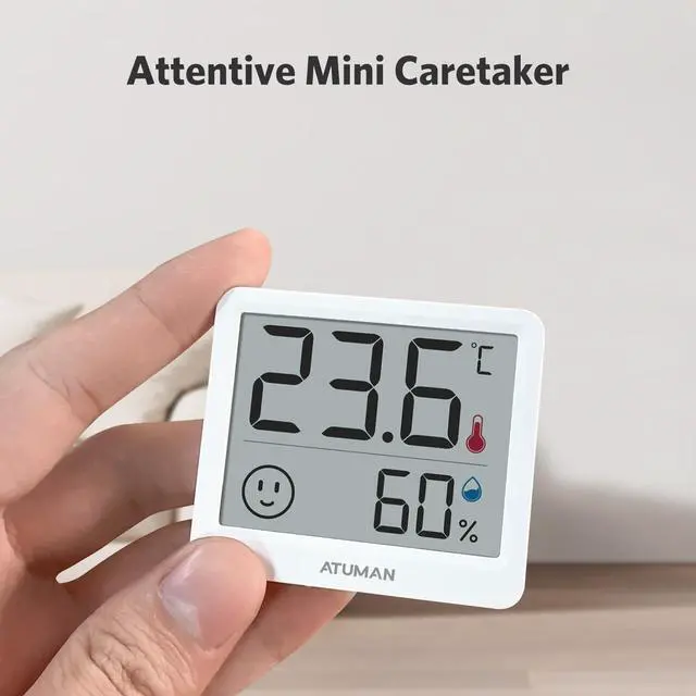 Alt view image 3 of 7 - Mini Digital Hygrometer Indoor Thermometer with Temperature and Humidity Monitor for Bedroom, Reptile Tank, Guitar Case, Greenhouse and Cellar Closet, Fahrenheit or Degree Celsius