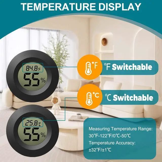 Alt view image 5 of 7 - Hygrometer Thermometer, 3 Pack LCD Monitor Indoor Humidity Meter, Outdoor Weather Temperature Gauge for Home Office