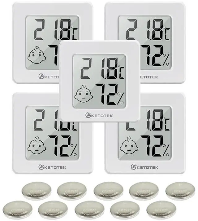 Main image of 5 Pack Thermometer Room Hygrometer Indoor Mini Temperature and Humidity Monitor Digital Humidity Meter Gauge with Comfort Indicator for House Office Greenhouse