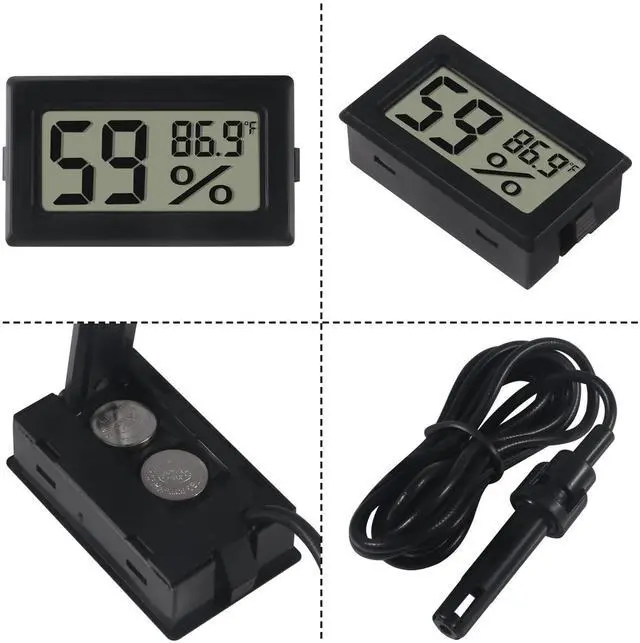 Alt view image 2 of 6 - 2 Pack Mini Digital Thermometer Hygrometer with Probe Indoor Temperature Humidity Meter Gauge LCD Fahrenheit Display Hygrometer Thermometer Gauge for Incubator, Humidor,Greenhouse