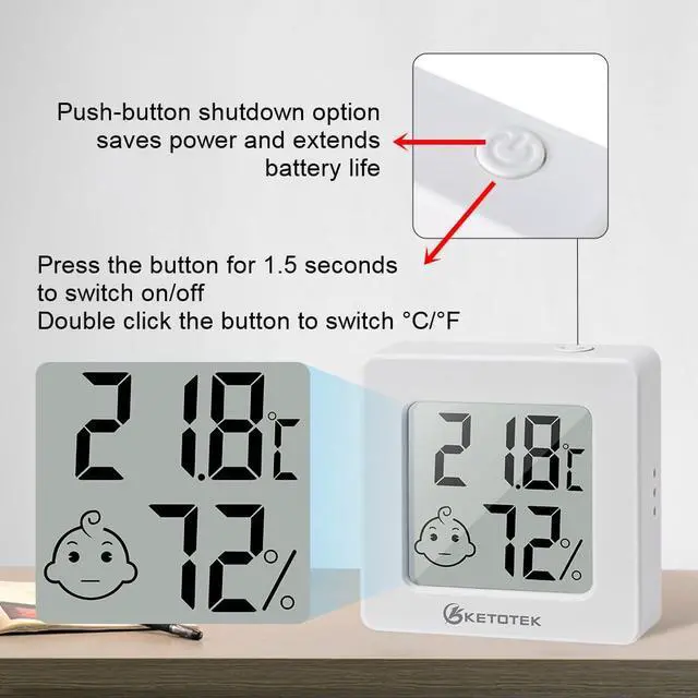 Alt view image 2 of 7 - 5 Pack Thermometer Room Hygrometer Indoor Mini Temperature and Humidity Monitor Digital Humidity Meter Gauge with Comfort Indicator for House Office Greenhouse