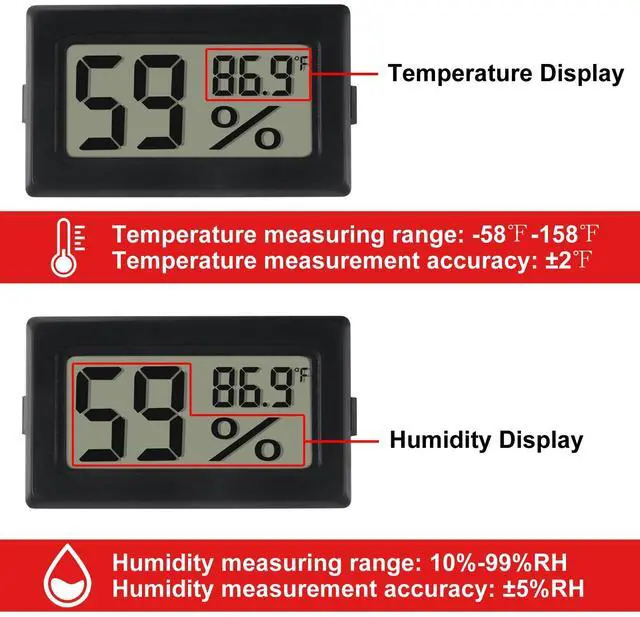 Alt view image 3 of 6 - 2 Pack Mini Digital Thermometer Hygrometer with Probe Indoor Temperature Humidity Meter Gauge LCD Fahrenheit Display Hygrometer Thermometer Gauge for Incubator, Humidor,Greenhouse