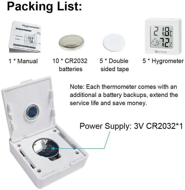 Alt view image 3 of 7 - 5 Pack Thermometer Room Hygrometer Indoor Mini Temperature and Humidity Monitor Digital Humidity Meter Gauge with Comfort Indicator for House Office Greenhouse