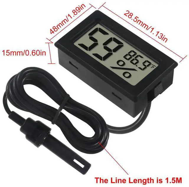 Alt view image 4 of 6 - 2 Pack Mini Digital Thermometer Hygrometer with Probe Indoor Temperature Humidity Meter Gauge LCD Fahrenheit Display Hygrometer Thermometer Gauge for Incubator, Humidor,Greenhouse