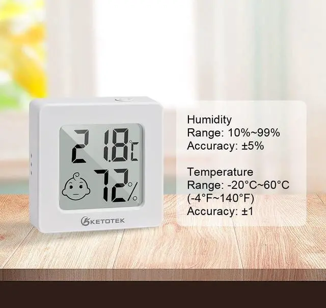 Alt view image 4 of 7 - 5 Pack Thermometer Room Hygrometer Indoor Mini Temperature and Humidity Monitor Digital Humidity Meter Gauge with Comfort Indicator for House Office Greenhouse